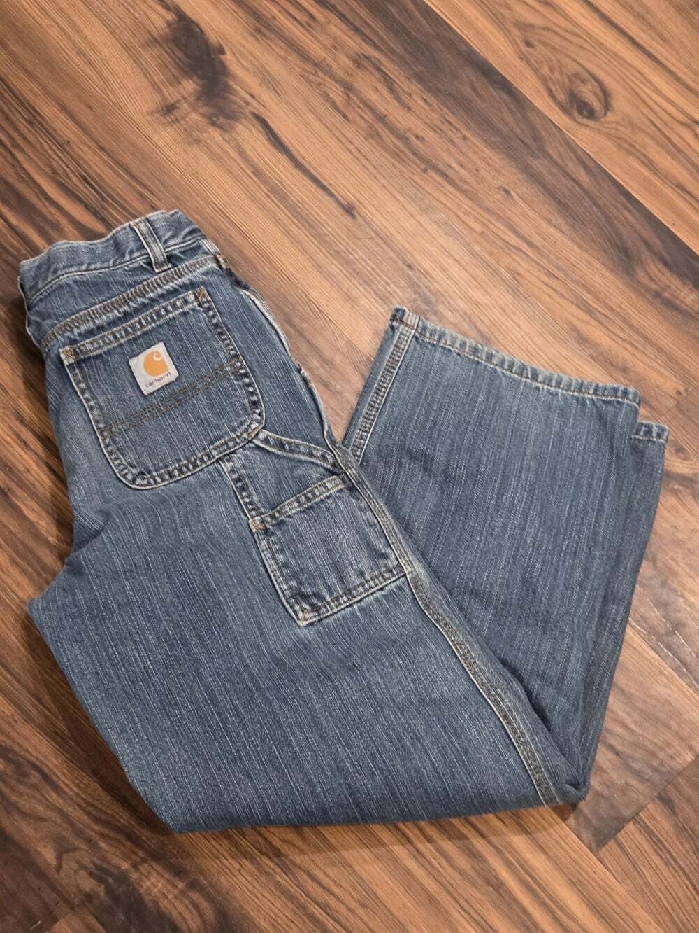 Boys Carhartt Carpenter Jeans Size 14 - Adjustable Waist, Durable Denim Workwear